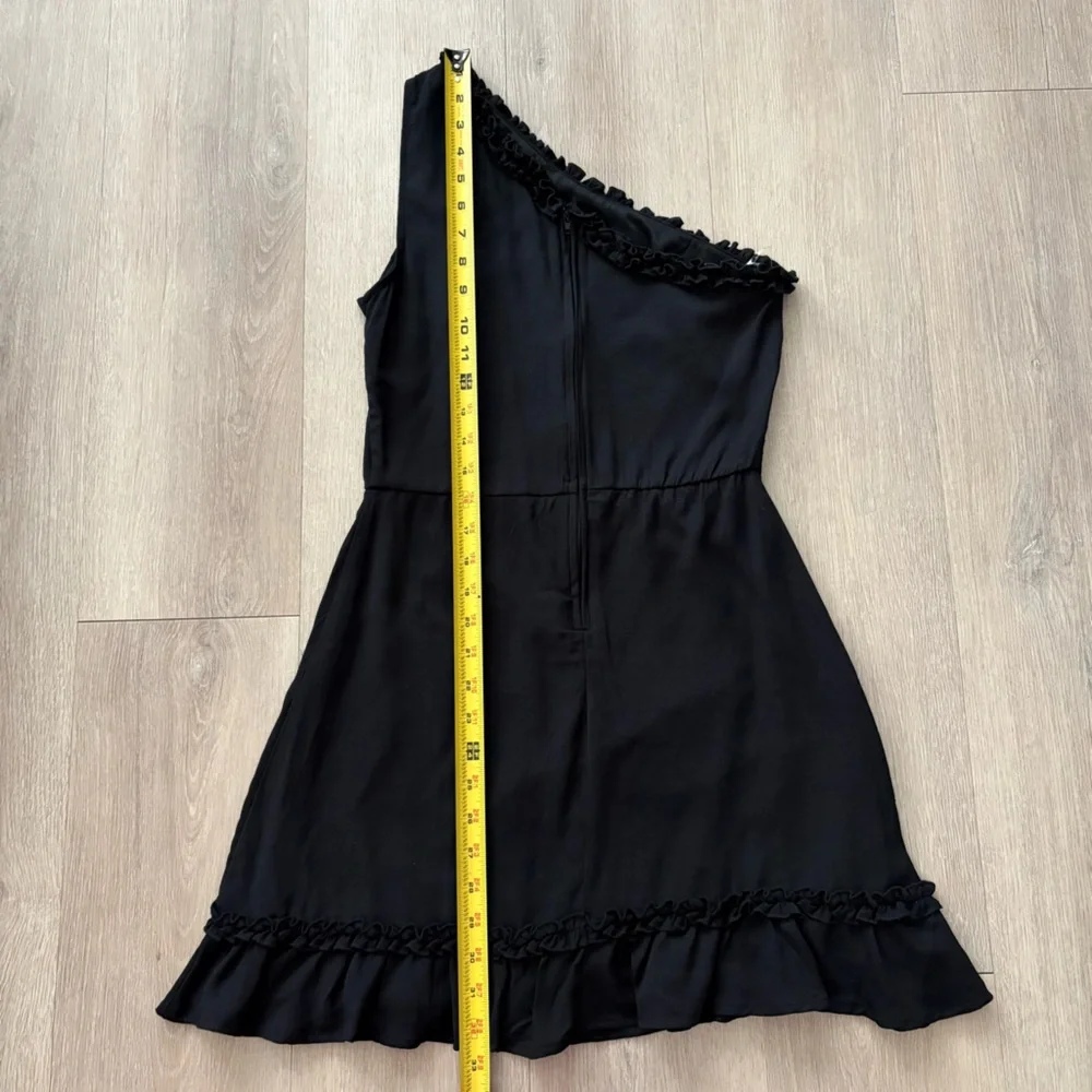 Trixxi Womens Dress Small Black Ruffles One Shoulder Midi Length Minimalist - Picture 8 of 10